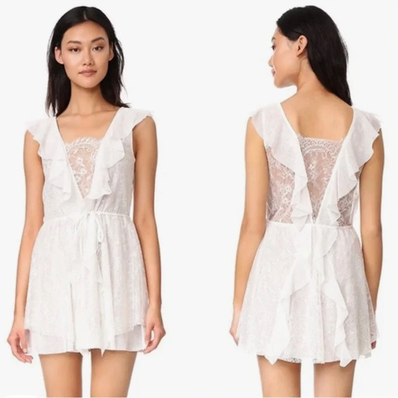 For Love And Lemons Stardust Mini Dress - White Floral Lace - Picture 8 of 14